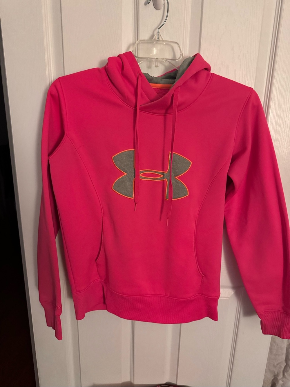 Under Armour Pink Pullover Hoodie with Gray Logo